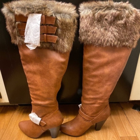 Shoes - Faux Leather and Fur Tall Booth Size 7.5 Wide